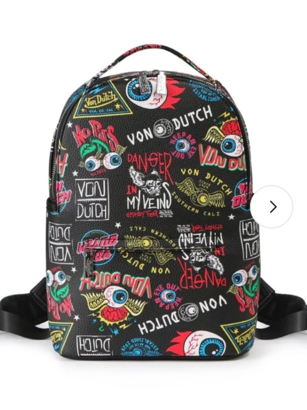 Von Dutch Small Sized Black Jax Backpack Y2K Graphics NWT